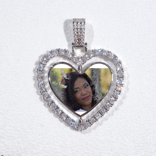 3D Spinning 2-Faced Heart Custom Picture Pendant
