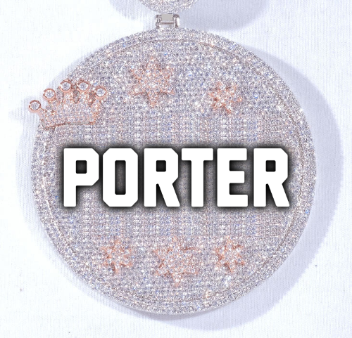 CUSTOM LETTER NECKLACE 3D BIG CROWN DISC