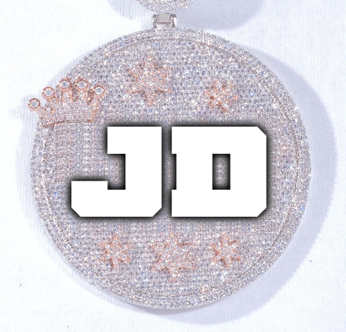 CUSTOM LETTER NECKLACE 3D BIG CROWN DISC