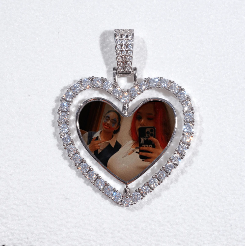 3D Spinning 2-Faced Heart Custom Picture Pendant
