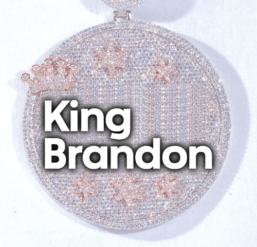 CUSTOM LETTER NECKLACE 3D BIG CROWN DISC