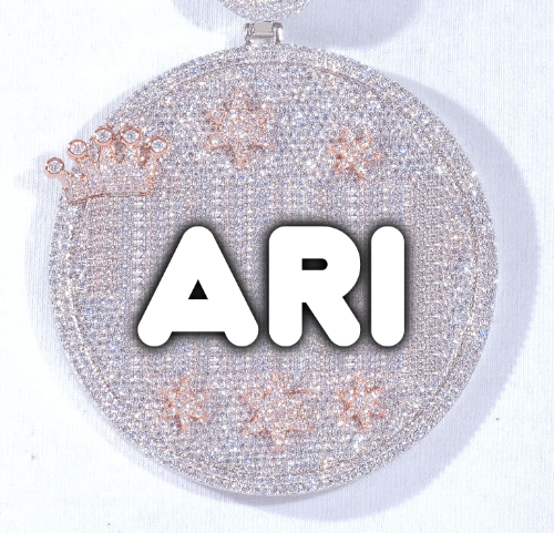 CUSTOM LETTER NECKLACE 3D BIG CROWN DISC