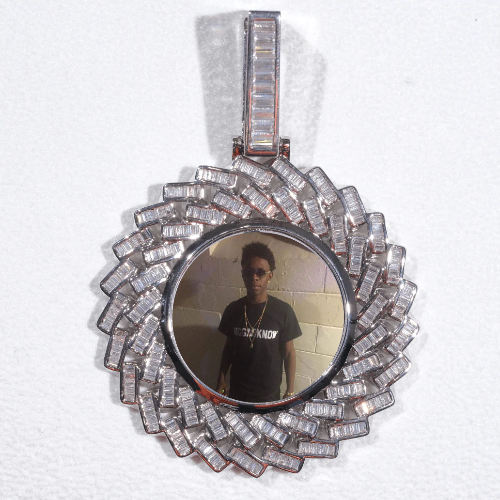 Large 3D Baguette Custom Picture Pendant