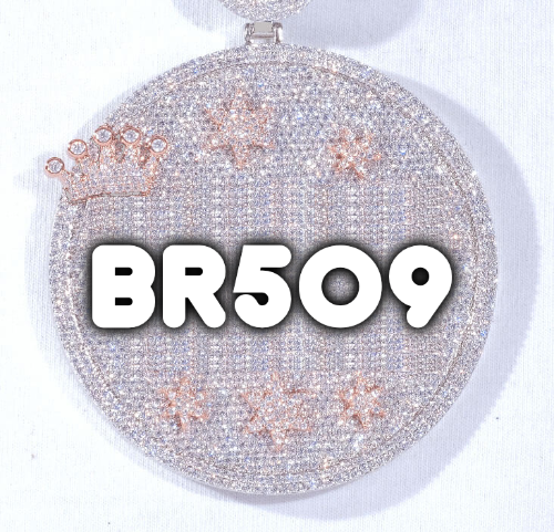 CUSTOM LETTER NECKLACE 3D BIG CROWN DISC