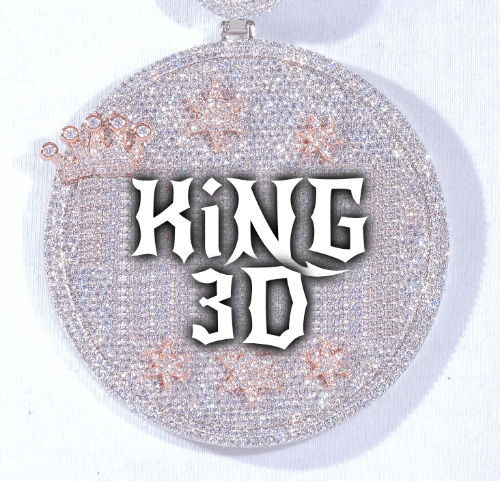 CUSTOM LETTER NECKLACE 3D BIG CROWN DISC