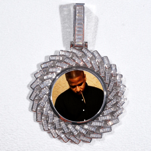 Large 3D Baguette Custom Picture Pendant