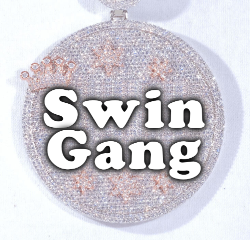 CUSTOM LETTER NECKLACE 3D BIG CROWN DISC