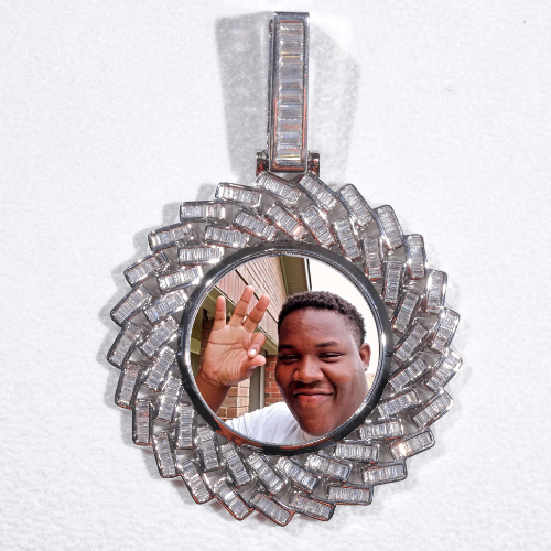 Large 3D Baguette Custom Picture Pendant