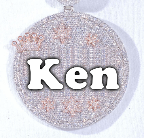 CUSTOM LETTER NECKLACE 3D BIG CROWN DISC