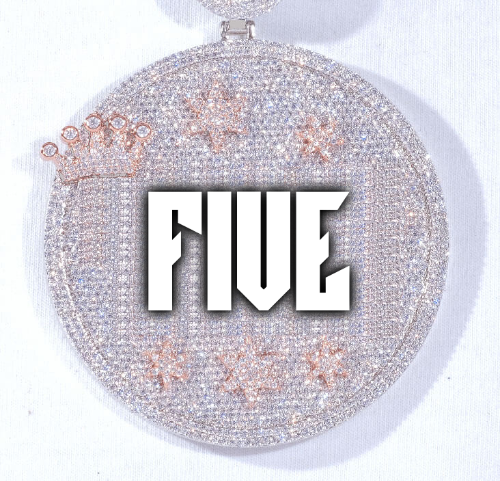 CUSTOM LETTER NECKLACE 3D BIG CROWN DISC