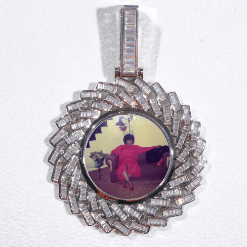 Large 3D Baguette Custom Picture Pendant