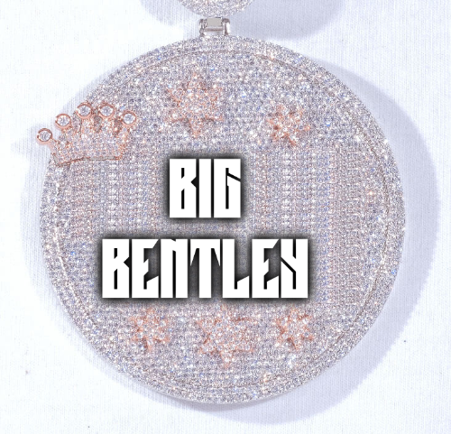 CUSTOM LETTER NECKLACE 3D BIG CROWN DISC