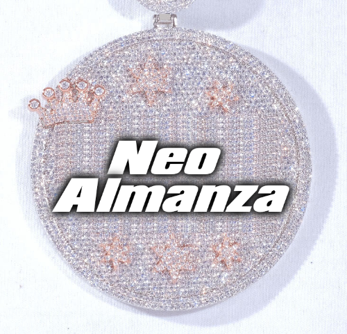 CUSTOM LETTER NECKLACE 3D BIG CROWN DISC