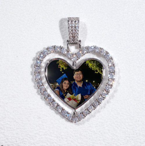 3D Spinning 2-Faced Heart Custom Picture Pendant