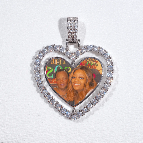 3D Spinning 2-Faced Heart Custom Picture Pendant