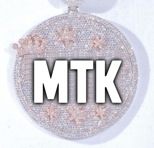 CUSTOM LETTER NECKLACE 3D BIG CROWN DISC
