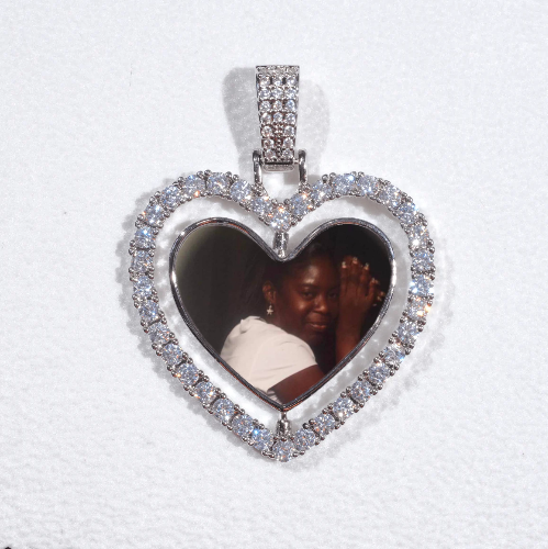3D Spinning 2-Faced Heart Custom Picture Pendant