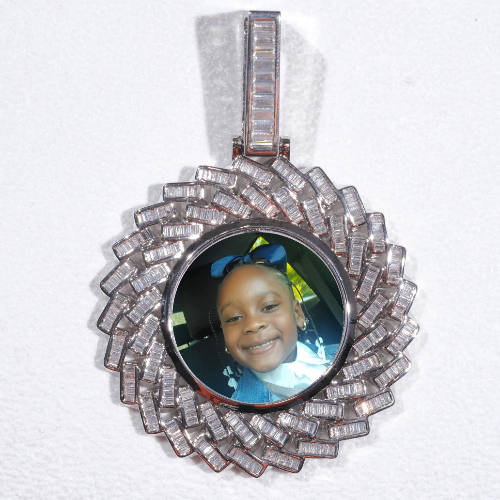 Large 3D Baguette Custom Picture Pendant