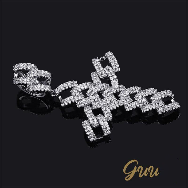18K Gold-Plated Micro-inlay  AAA CZ Iced Cross Pendant - The GUU Shop