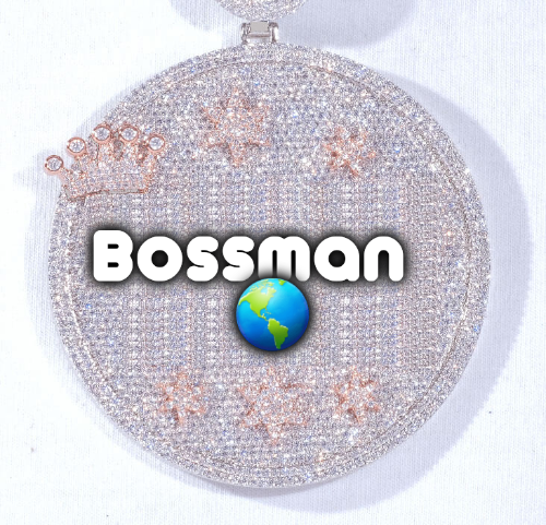 CUSTOM LETTER NECKLACE 3D BIG CROWN DISC