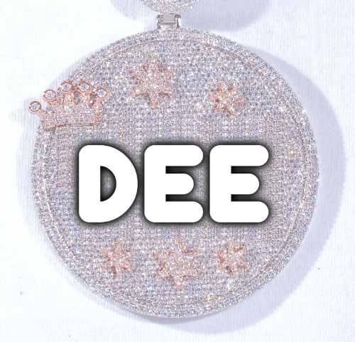 CUSTOM LETTER NECKLACE 3D BIG CROWN DISC