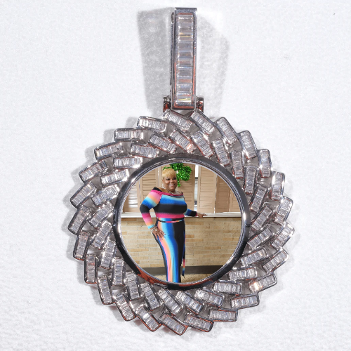 Large 3D Baguette Custom Picture Pendant