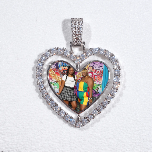3D Spinning 2-Faced Heart Custom Picture Pendant