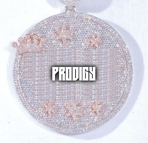 CUSTOM LETTER NECKLACE 3D BIG CROWN DISC