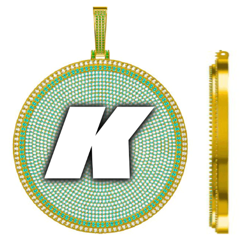 CUSTOM LETTER NECKLACE 3D BIG DISC