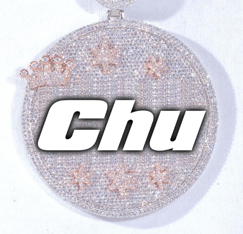 CUSTOM LETTER NECKLACE 3D BIG CROWN DISC