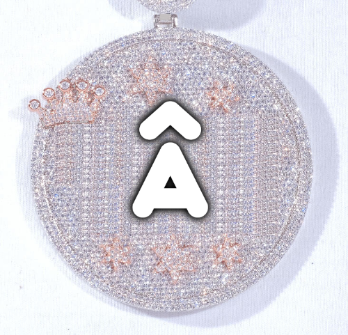 CUSTOM LETTER NECKLACE 3D BIG CROWN DISC
