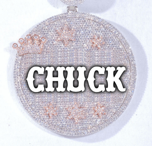 CUSTOM LETTER NECKLACE 3D BIG CROWN DISC