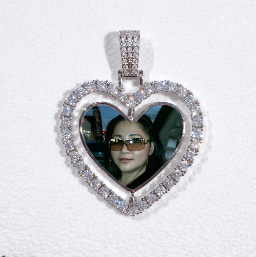 3D Spinning 2-Faced Heart Custom Picture Pendant