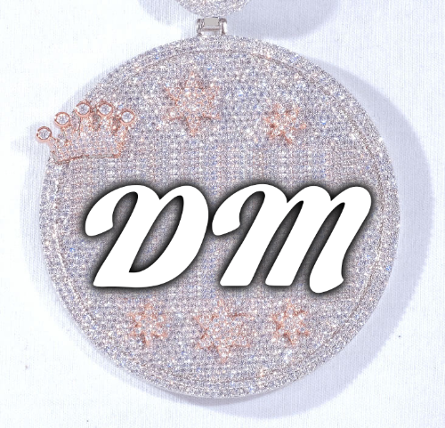 CUSTOM LETTER NECKLACE 3D BIG CROWN DISC