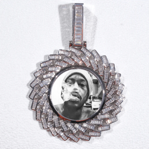 Large 3D Baguette Custom Picture Pendant