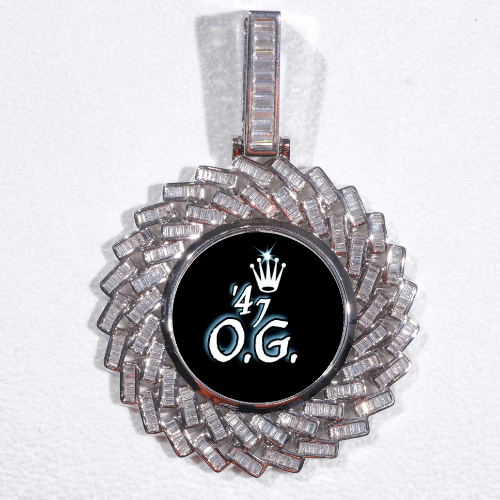 Large 3D Baguette Custom Picture Pendant