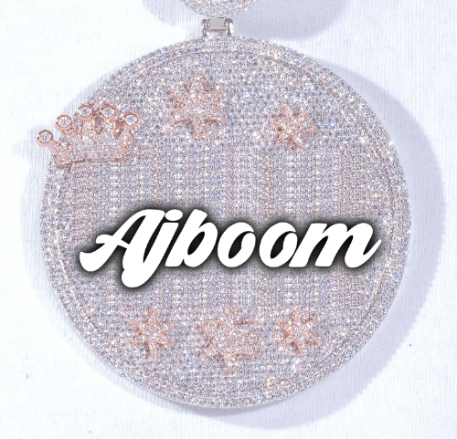 CUSTOM LETTER NECKLACE 3D BIG CROWN DISC