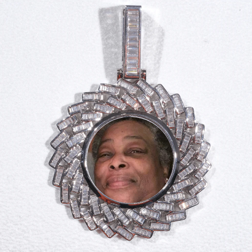 Large 3D Baguette Custom Picture Pendant