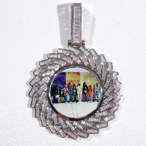 Large 3D Baguette Custom Picture Pendant