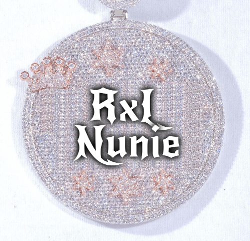 CUSTOM LETTER NECKLACE 3D BIG CROWN DISC