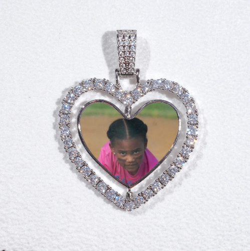 3D Spinning 2-Faced Heart Custom Picture Pendant