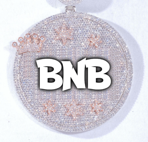 CUSTOM LETTER NECKLACE 3D BIG CROWN DISC