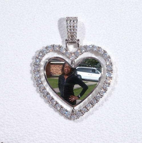 3D Spinning 2-Faced Heart Custom Picture Pendant