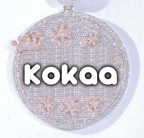 CUSTOM LETTER NECKLACE 3D BIG CROWN DISC