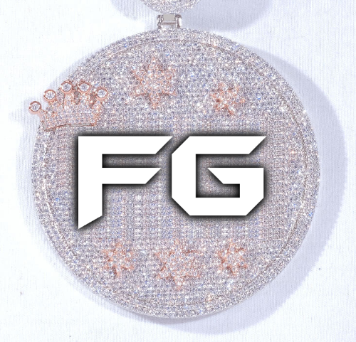 CUSTOM LETTER NECKLACE 3D BIG CROWN DISC