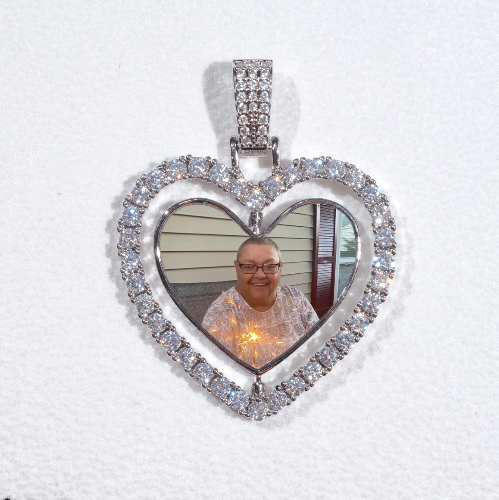3D Spinning 2-Faced Heart Custom Picture Pendant