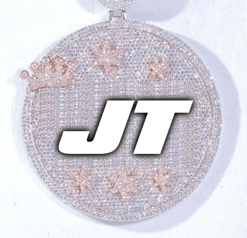 CUSTOM LETTER NECKLACE 3D BIG CROWN DISC