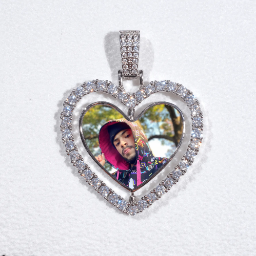 3D Spinning 2-Faced Heart Custom Picture Pendant