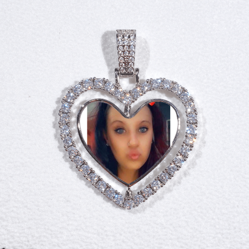 3D Spinning 2-Faced Heart Custom Picture Pendant