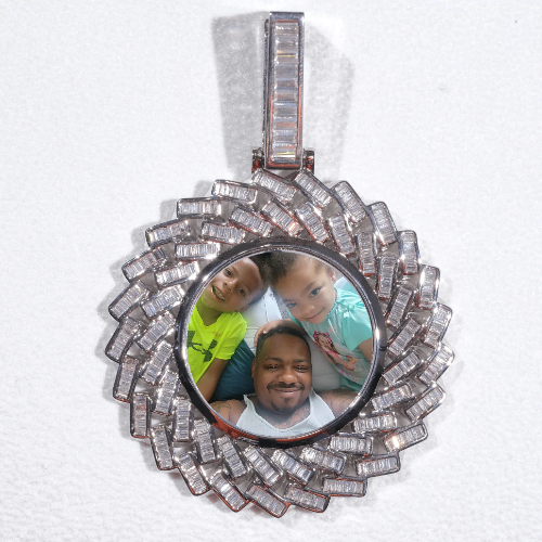 Large 3D Baguette Custom Picture Pendant